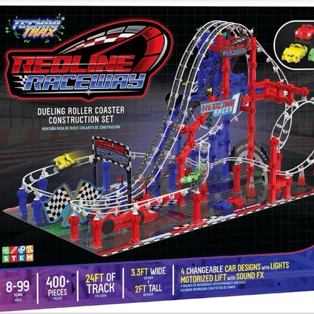 STEM The Learning Journey Techno Trax Redline Raceway Roller Coaster 400+ Pc NEW